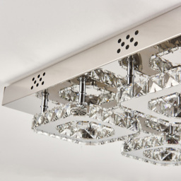 Living and Home 16 inch Square Glamourous crystal LED Ceiling Light - Size: 8 x 42 x 42cm - Clear - Wilko - thumbnail 4
