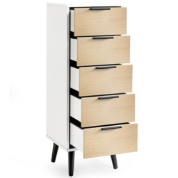 Julian Bowen Alba 5 Drawer Matt White and Oak Narrow Chest of Drawers - Wilko - thumbnail 5