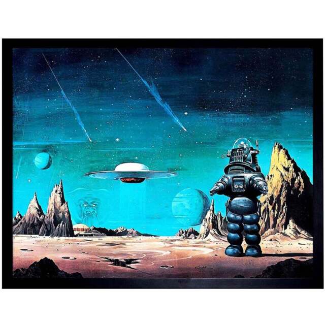 Wee Blue Coo Robby Robot Film Forbidden Planet Space Stars Sci Fi Framed Wall Art Print 30 x 41cm - Size: 43.3 x 33.3 x 1.5cm - Wilko - image 1