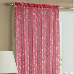 Velosso Geneva Red Foil Flower Voile Panel Curtain 150 x 183cm - Size: W 150 x D 183cm - Wilko - thumbnail 3