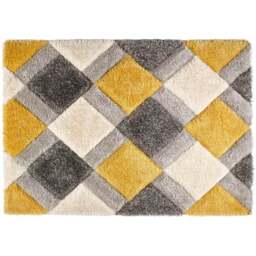 Origins Ochre 3D Geo Shaggy Carved Rug 160 x 230cm - Gold - Origins Rugs - Wilko