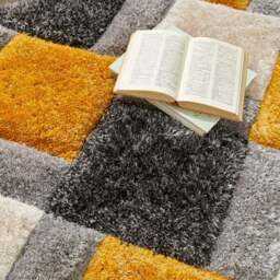 Origins Ochre 3D Geo Shaggy Carved Rug 160 x 230cm - Gold - Origins Rugs - Wilko - thumbnail 4