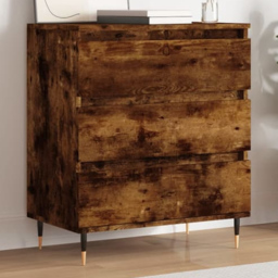 vidaXL 3 Drawer Smoked Oak Sideboard - Size: 70 x 60 x 35cm - Brown - Wilko - thumbnail 1