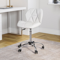 Vida Designs White PU Faux Leather Swivel Office Chair - Size: 96 x 48 x 49cm - Wilko - thumbnail 4