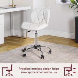 Vida Designs White PU Faux Leather Swivel Office Chair - Size: 96 x 48 x 49cm - Wilko - thumbnail 5