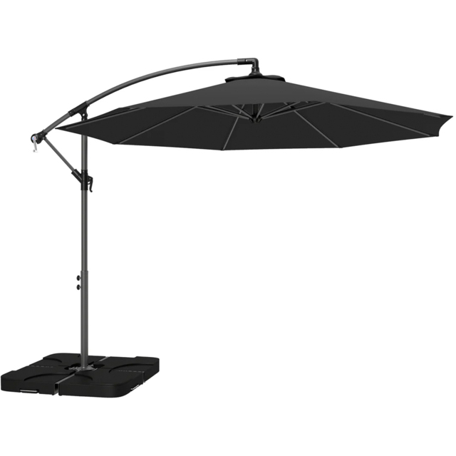 Outsunny Black Cantilever Banana Parasol with Base Weights 3m - Wilko - image 1