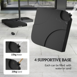 Outsunny Black Cantilever Banana Parasol with Base Weights 3m - Wilko - thumbnail 5