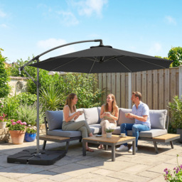 Outsunny Black Cantilever Banana Parasol with Base Weights 3m - Wilko - thumbnail 3