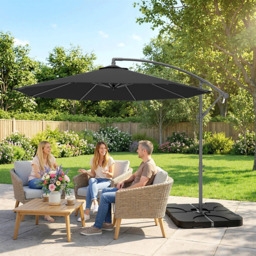 Outsunny Black Cantilever Banana Parasol with Base Weights 3m - Wilko - thumbnail 4