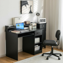 Costway Single Drawer 3 Shelf Computer Desk with Keyboard Tray Black - Size: 117 x 67 x 17cm - Wilko - thumbnail 5