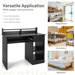 Costway Single Drawer 3 Shelf Computer Desk with Keyboard Tray Black - Size: 117 x 67 x 17cm - Wilko - thumbnail 7