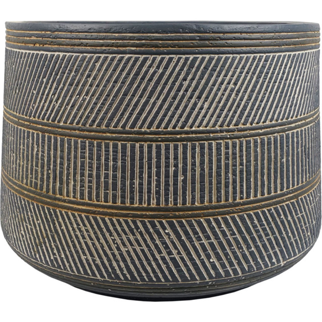 Leaf Maral Muted Blue and Grey Composite Planter with Etching 29 x 43cm - Size: 29 x 43 x 43cm - Wilko - image 1