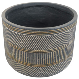 Leaf Maral Muted Blue and Grey Composite Planter with Etching 29 x 43cm - Size: 29 x 43 x 43cm - Wilko - thumbnail 4