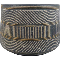 Leaf Maral Muted Blue and Grey Composite Planter with Etching 29 x 43cm - Size: 29 x 43 x 43cm - Wilko - thumbnail 1