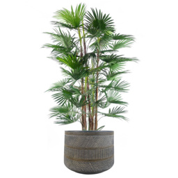 Leaf Maral Muted Blue and Grey Composite Planter with Etching 29 x 43cm - Size: 29 x 43 x 43cm - Wilko - thumbnail 3