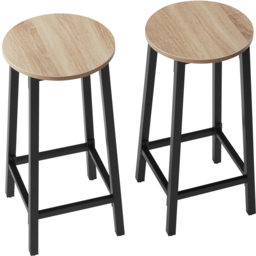 tectake Corby Light Wood Oak Sonoma Set of 2 Bar Stool - Size: 66 x 32 x 32cm - Brown - Wilko - thumbnail 4