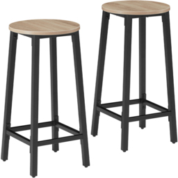 tectake Corby Light Wood Oak Sonoma Set of 2 Bar Stool - Size: 66 x 32 x 32cm - Brown - Wilko - thumbnail 3
