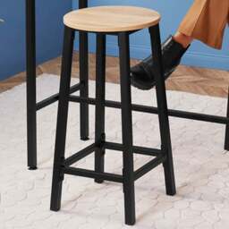 tectake Corby Light Wood Oak Sonoma Set of 2 Bar Stool - Size: 66 x 32 x 32cm - Brown - Wilko - thumbnail 1