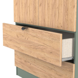 Crowndale Bora 2 Door 2 Drawer Gold Oak and Reed Green Tall Double Wardrobe - Size: 2 Door, 2 Drawer - Wilko - thumbnail 7