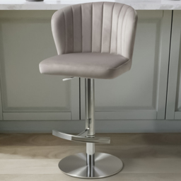 Shankar Sigma Mink Brushed Velvet Bar Stool - Size: Single - Cream - Wilko