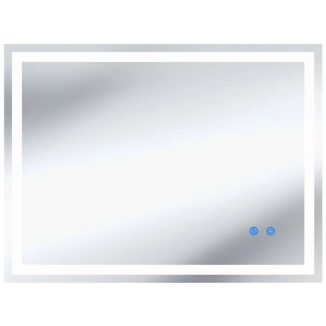 tectake Clara Multicolour Anti-Fog Frameless Rectangular LED Bathroom Wall Mirror 70 x 50cm - Size: 70 x 50 x 2.5cm - Anthracite - Wilko - image 1