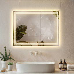tectake Clara Multicolour Anti-Fog Frameless Rectangular LED Bathroom Wall Mirror 70 x 50cm - Size: 70 x 50 x 2.5cm - Anthracite - Wilko - thumbnail 3