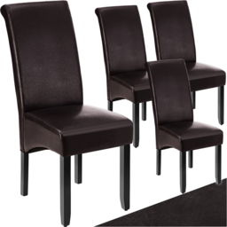 tectake Set of 4 Brown Faux Leather High Backrest Dining Chair - Wilko - thumbnail 3