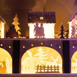 St Helens Grey Light Up Wooden Festive Scene Design - Size: 11 x 44 x 22cm - Multi - Wilko - thumbnail 4