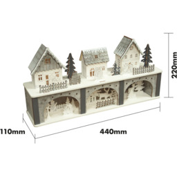 St Helens Grey Light Up Wooden Festive Scene Design - Size: 11 x 44 x 22cm - Multi - Wilko - thumbnail 6