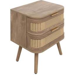 Birlea Noah 2 Door Rattan Effect Bedside Table - Size: 2 Drawer - Brown - Wilko - thumbnail 4