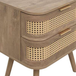 Birlea Noah 2 Door Rattan Effect Bedside Table - Size: 2 Drawer - Brown - Wilko - thumbnail 7