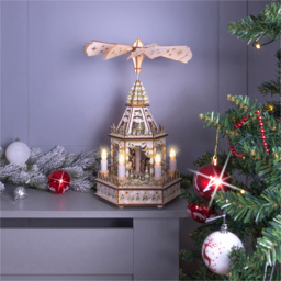 St Helens Xmas LED Wooden Pyramid - Size: 500 x 190 x 190cm - Brown - Wilko - thumbnail 4