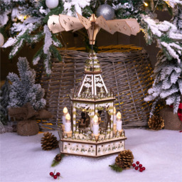 St Helens Xmas LED Wooden Pyramid - Size: 500 x 190 x 190cm - Brown - Wilko - thumbnail 5