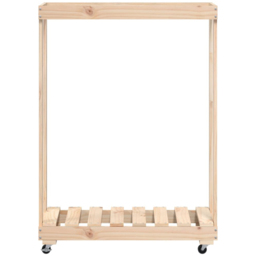 vidaXL Solid Pine Wood Log Holder with Wheels 76.5 x 40 x 108cm - Size: 108 x 76.5 x 40cm - Brown - Wilko - thumbnail 4