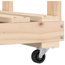 vidaXL Solid Pine Wood Log Holder with Wheels 76.5 x 40 x 108cm - Size: 108 x 76.5 x 40cm - Brown - Wilko - thumbnail 7