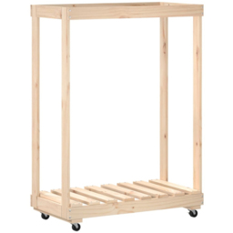 vidaXL Solid Pine Wood Log Holder with Wheels 76.5 x 40 x 108cm - Size: 108 x 76.5 x 40cm - Brown - Wilko - thumbnail 6