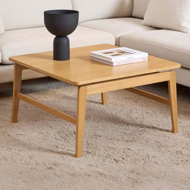 Florence Essex Square Oak Coffee Table - Size: 45 x 80 x 80cm - Brown - Furniture To Go - Wilko - image 1