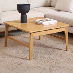 Florence Essex Square Oak Coffee Table - Size: 45 x 80 x 80cm - Brown - Furniture To Go - Wilko - thumbnail 1