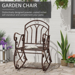 Outsunny Bronze Vintage Style Rocking Chair - Size: 1 Seater - Brown - Wilko - thumbnail 6