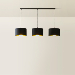 ValueLights Reni Black Velvet and Gold Shade 3 Drop Bar Black Diner LED Ceiling Light - Size: 123.5 x 98 x 25cm - Wilko - thumbnail 6