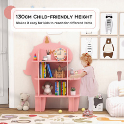 Costway Pink Kids Toy Bookshelf - Size: 97 x 74 x 13cm - Wilko - thumbnail 6