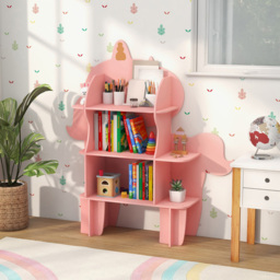 Costway Pink Kids Toy Bookshelf - Size: 97 x 74 x 13cm - Wilko - thumbnail 5