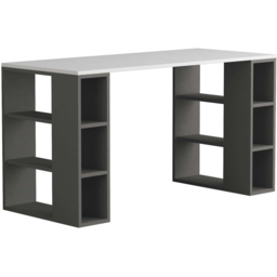 Decortie Colmar 6 Shelf Modern Desk with Bookcase White and Anthracite - Size: 75 x 140 x 60cm - Multi - Wilko - thumbnail 3