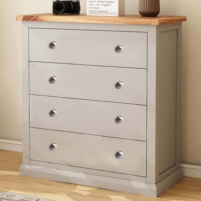 Loreo 4 Drawer Light Grey Chest of Drawers with Chrome Knobs - Wilko - image 1