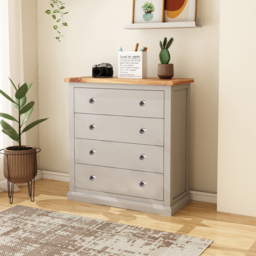 Loreo 4 Drawer Light Grey Chest of Drawers with Chrome Knobs - Wilko - thumbnail 6