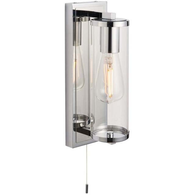 Merano Como Chrome Plate Glass Chrome Wall Lamp - Size: 13.4 x 10 x 31.5cm - Silver - Wilko - image 1