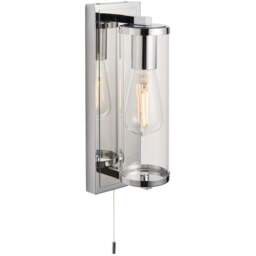Merano Como Chrome Plate Glass Chrome Wall Lamp - Size: 13.4 x 10 x 31.5cm - Silver - Wilko