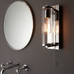 Merano Como Chrome Plate Glass Chrome Wall Lamp - Size: 13.4 x 10 x 31.5cm - Silver - Wilko - thumbnail 3