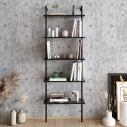 Decorotika Paulina 5 Shelf Black Marble Bookshelf - Size: 174 x 60 x 22cm - Wilko - thumbnail 4