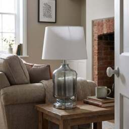 Cecilio Grey Smoked Glass Table Lamp - Size: 28 x 45 x 45cm - Wilko - thumbnail 5